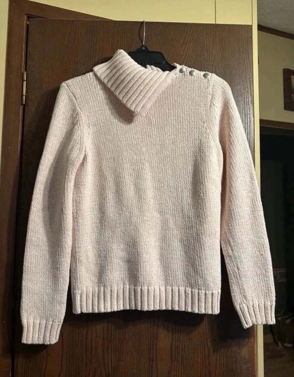 Ralph Lauren Chaps Pink Marled Yarn Cotton Blend Petite Pullover Sweater Size PM